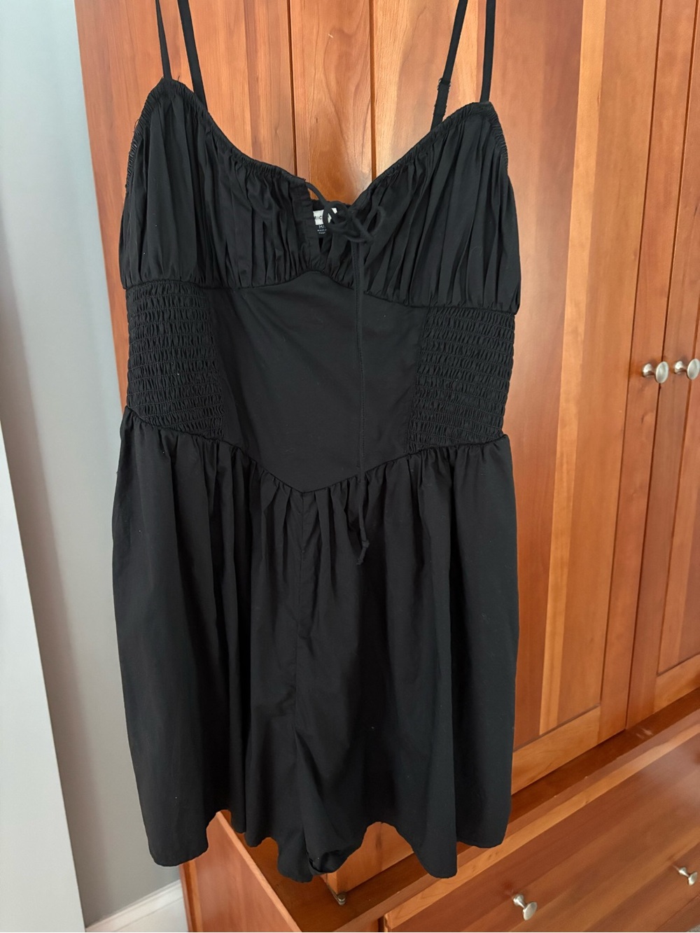 AE Side Ruched Black Romper